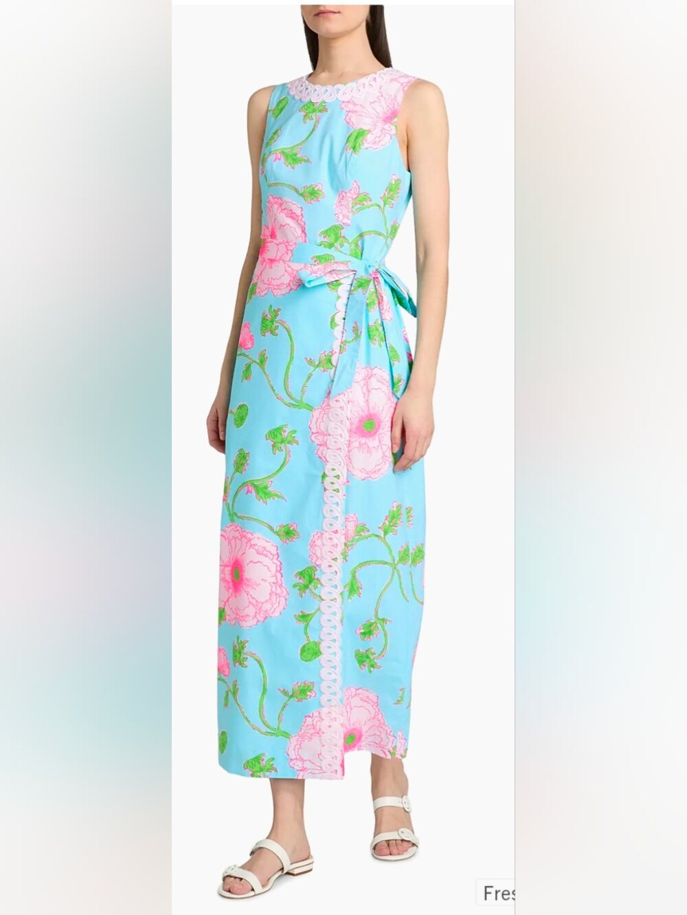 NWOT'25 Summer Lily Pulitzer Bright Blue Floral Wrap Maxi Dress with Pink Blooms